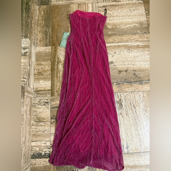 Vintage NWT Jessica McClintock x Gunne Sax Pink Metallic Strapless Gown size 5 - Picture 3 of 15
